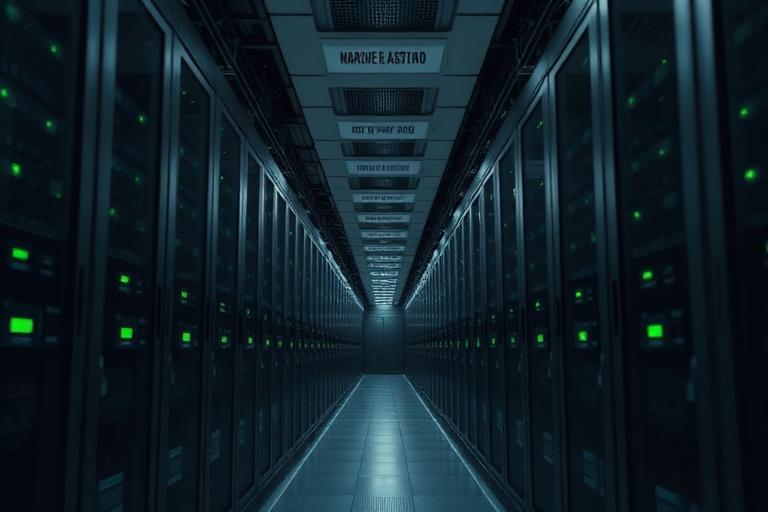 Cold aisle of server racks