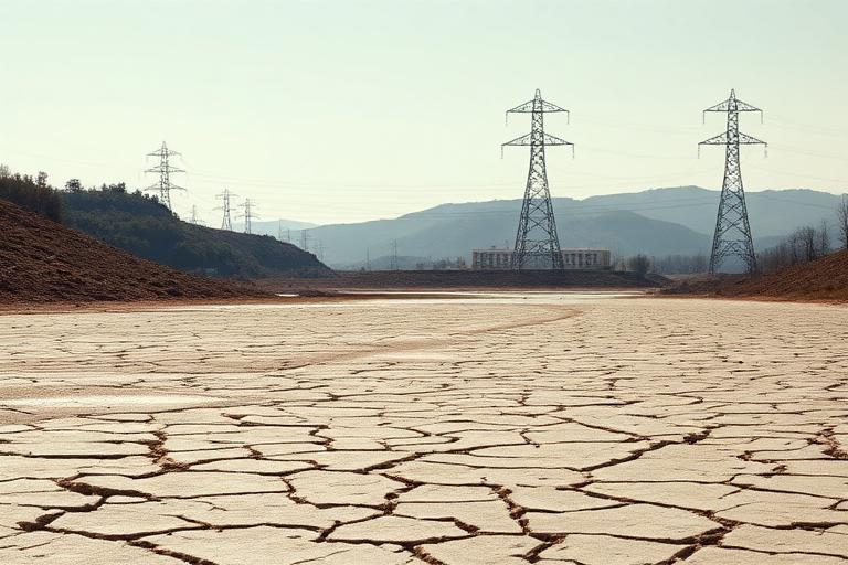 Dry riverbed near a data centre